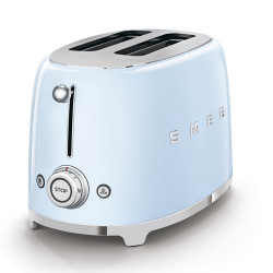 Тостер за хляб SMEG 50's Style TSF01PBEU, 950W, 2 филии, 6 нива, Тавичка за трохи, Вграден кабел, Неръждаема стомана, Син