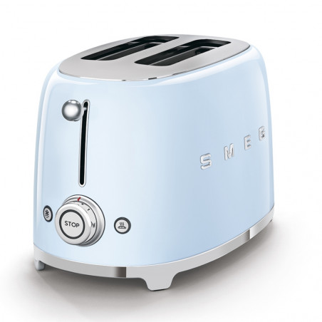 Тостер за хляб SMEG 50's Style TSF01PBEU, 950W, 2 филии, 6 нива, Тавичка за трохи, Вграден кабел, Неръждаема стомана, Син