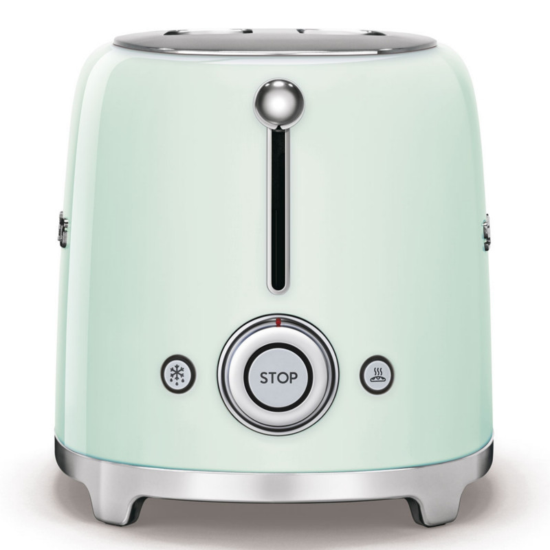 Тостер за хляб SMEG 50's Style TSF01PGEU, 950W, 2 филии, 6 нива, Тавичка за трохи, Вграден кабел, Неръждаема стомана, Зелен