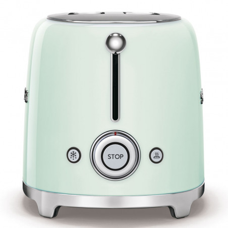 Тостер за хляб SMEG 50's Style TSF01PGEU, 950W, 2 филии, 6 нива, Тавичка за трохи, Вграден кабел, Неръждаема стомана, Зелен
