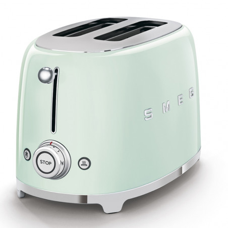 Тостер за хляб SMEG 50's Style TSF01PGEU, 950W, 2 филии, 6 нива, Тавичка за трохи, Вграден кабел, Неръждаема стомана, Зелен