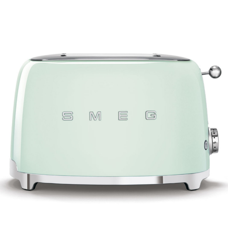 Тостер за хляб SMEG 50's Style TSF01PGEU, 950W, 2 филии, 6 нива, Тавичка за трохи, Вграден кабел, Неръждаема стомана, Зелен