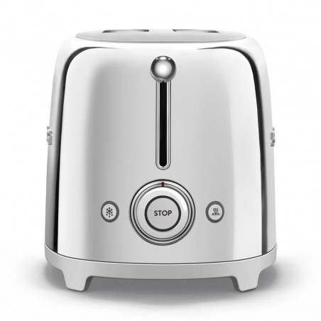 Тостер за хляб SMEG 50's Style TSF01SSEU, 950W, 2 филии, 6 нива, Тавичка за трохи, Вграден кабел, Неръждаема стомана, Сребрист