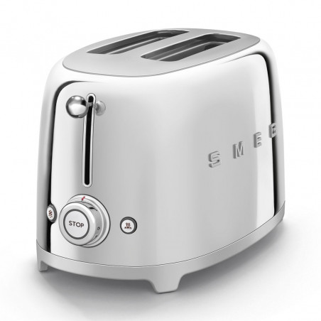 Тостер за хляб SMEG 50's Style TSF01SSEU, 950W, 2 филии, 6 нива, Тавичка за трохи, Вграден кабел, Неръждаема стомана, Сребрист