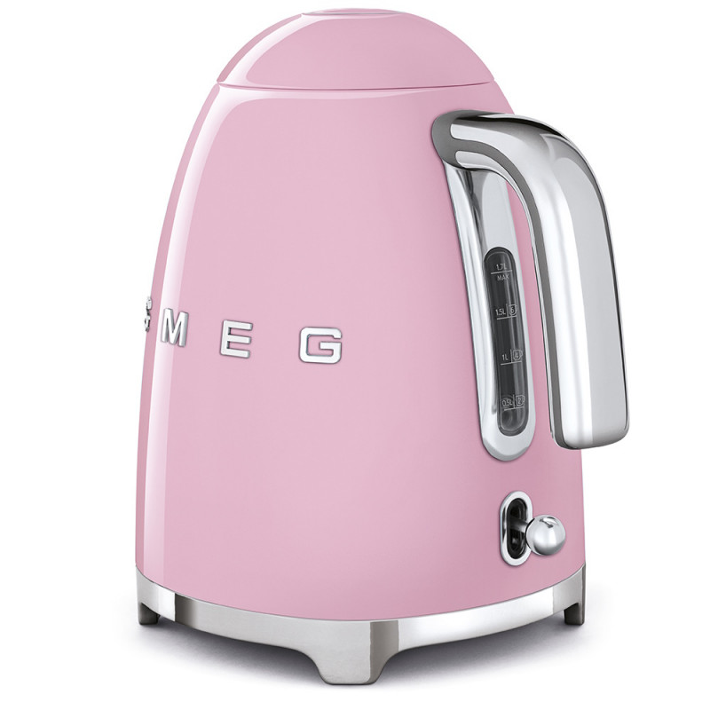 Електрическа кана SMEG KLF03PKEU, 2400 W, 1.7 л, 360° основа, Гланцово покритие, Розов