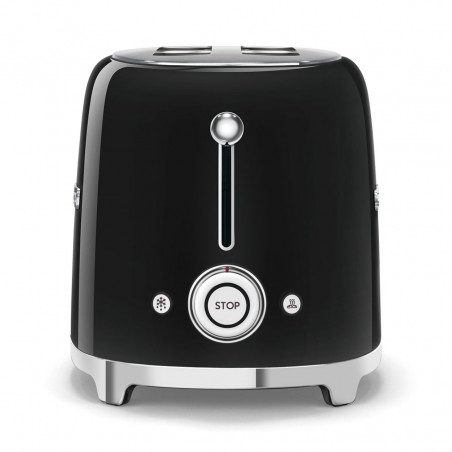 Тостер за хляб SMEG 50's Style TSF01BLEU, 950W, 2 филии, 6 нива, Тавичка за трохи, Вграден кабел, Неръждаема стомана, Черен