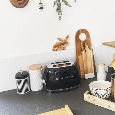 Тостер за хляб SMEG 50's Style TSF01BLEU, 950W, 2 филии, 6 нива, Тавичка за трохи, Вграден кабел, Неръждаема стомана, Черен