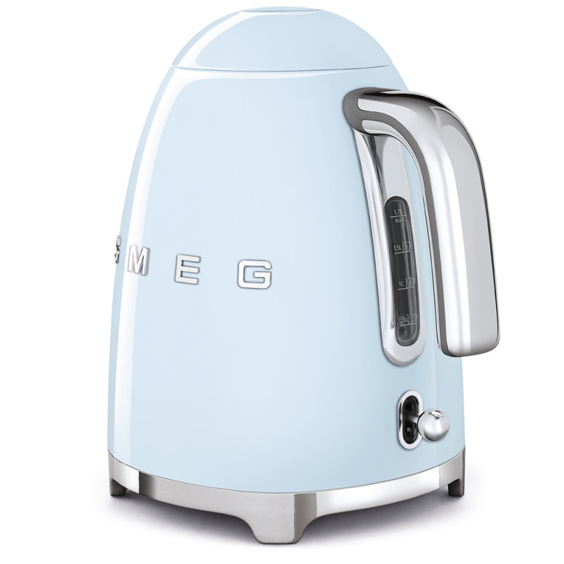 Електрическа кана SMEG KLF03PBEU, 2400 W, 1.7 л, 360° основа, Гланцово покритие, Пастелно син