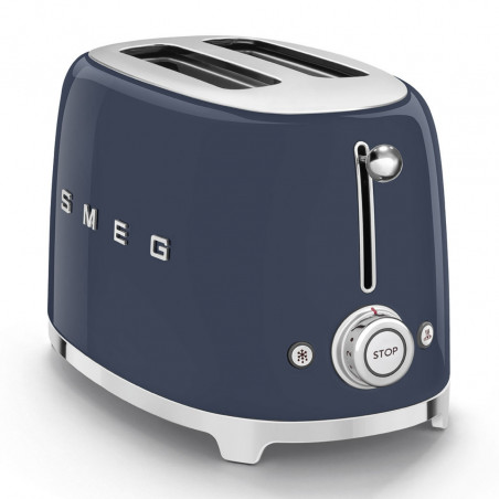 Тостер за хляб SMEG 50's Style TSF01NBEU, 950W, 2 филии, 6 нива, Тавичка за трохи, Вграден кабел, Неръждаема стомана, Тъмносин
