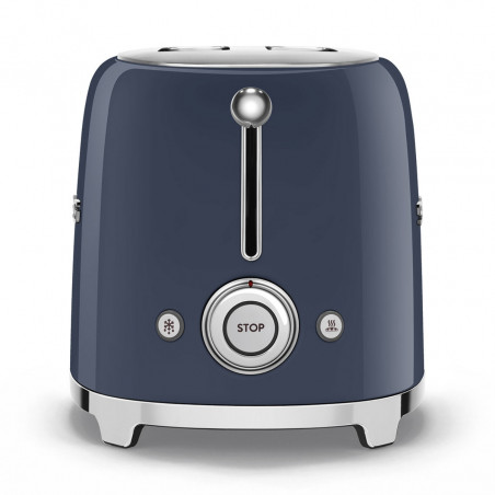 Тостер за хляб SMEG 50's Style TSF01NBEU, 950W, 2 филии, 6 нива, Тавичка за трохи, Вграден кабел, Неръждаема стомана, Тъмносин