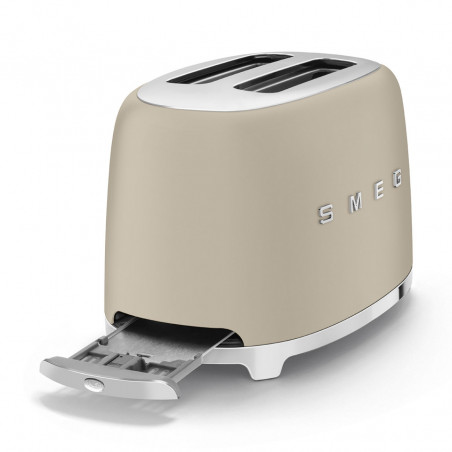 Тостер за хляб SMEG 50's Style TSF01MLMEU, 950W, 2 филии, 6 нива, Тавичка за трохи, Вграден кабел, Неръждаема стомана, Бежов
