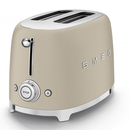 Тостер за хляб SMEG 50's Style TSF01MLMEU, 950W, 2 филии, 6 нива, Тавичка за трохи, Вграден кабел, Неръждаема стомана, Бежов