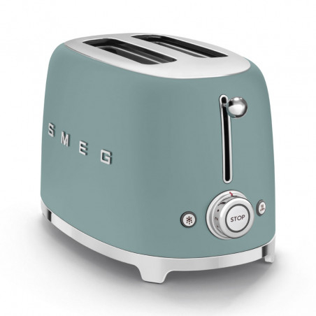 Тостер за хляб SMEG 50's Style TSF01EGMEU, 950W, 2 филии, 6 нива, Тавичка за трохи, Вграден кабел, Неръждаема стомана, Изумрудено зелен