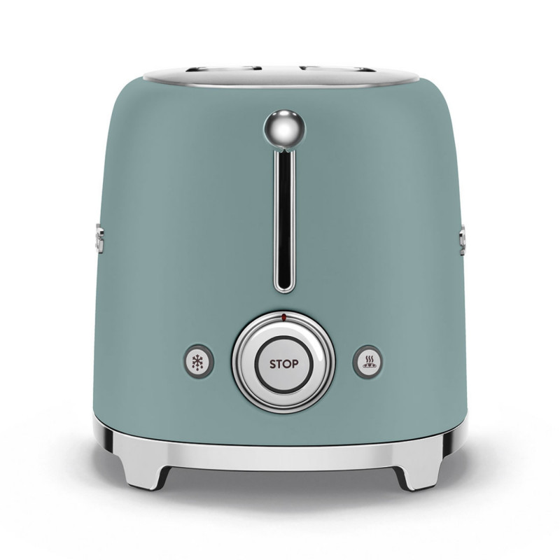 Тостер за хляб SMEG 50's Style TSF01EGMEU, 950W, 2 филии, 6 нива, Тавичка за трохи, Вграден кабел, Неръждаема стомана, Изумрудено зелен