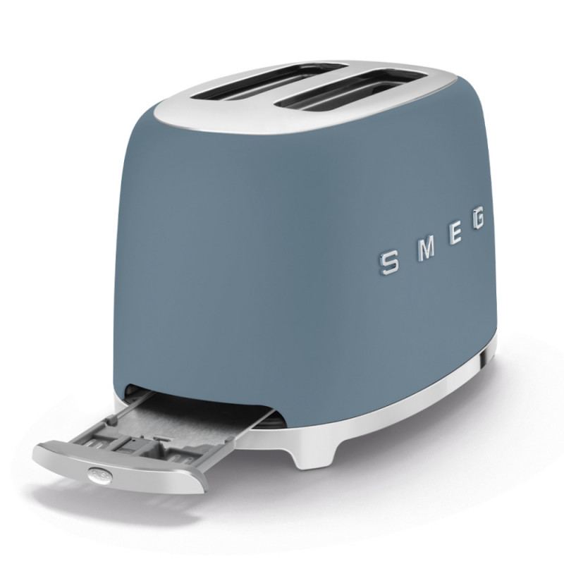 Тостер за хляб SMEG 50's Style TSF01SBMEU, 950W, 2 филии, 6 нива, Тавичка за трохи, Вграден кабел, Неръждаема стомана, Буреносно син