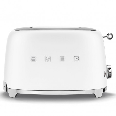 Тостер за хляб SMEG 50's Style TSF01WHMEU, 950W, 2 филии, 6 нива, Тавичка за трохи, Вграден кабел, Неръждаема стомана, Бял мат