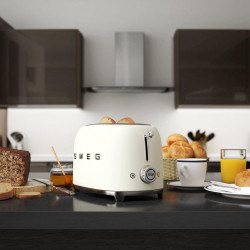 Тостер за хляб SMEG 50's Style TSF01WHMEU, 950W, 2 филии, 6 нива, Тавичка за трохи, Вграден кабел, Неръждаема стомана, Бял мат