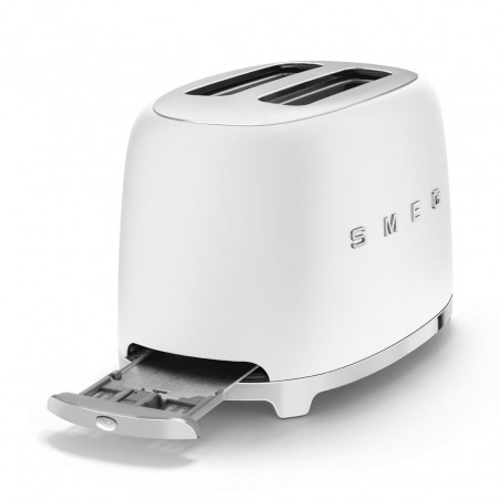 Тостер за хляб SMEG 50's Style TSF01WHMEU, 950W, 2 филии, 6 нива, Тавичка за трохи, Вграден кабел, Неръждаема стомана, Бял мат