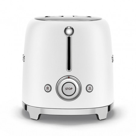 Тостер за хляб SMEG 50's Style TSF01WHMEU, 950W, 2 филии, 6 нива, Тавичка за трохи, Вграден кабел, Неръждаема стомана, Бял мат