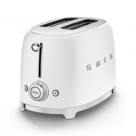 Тостер за хляб SMEG 50's Style TSF01WHMEU, 950W, 2 филии, 6 нива, Тавичка за трохи, Вграден кабел, Неръждаема стомана, Бял мат