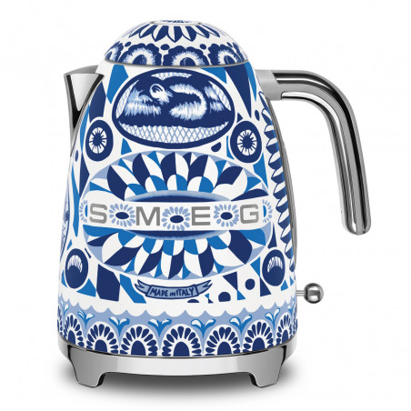 Електрическа кана SMEG Dolce & Gabbana KLF03DGBEU, 2400 W, 1.7 л, 360° основа, Гланцово покритие, Средиземноморско синьо