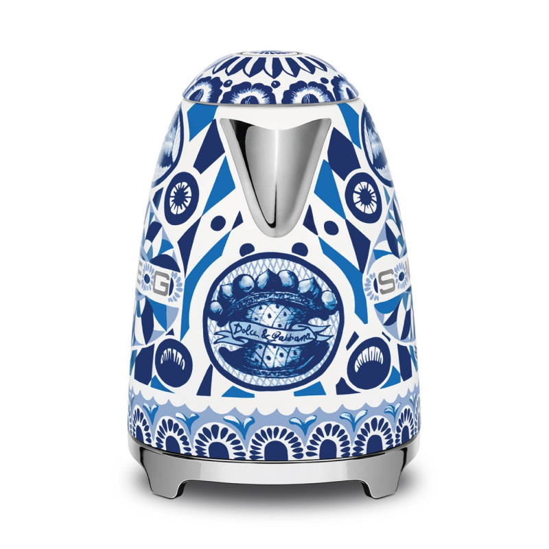 Електрическа кана SMEG Dolce & Gabbana KLF03DGBEU, 2400 W, 1.7 л, 360° основа, Гланцово покритие, Средиземноморско синьо