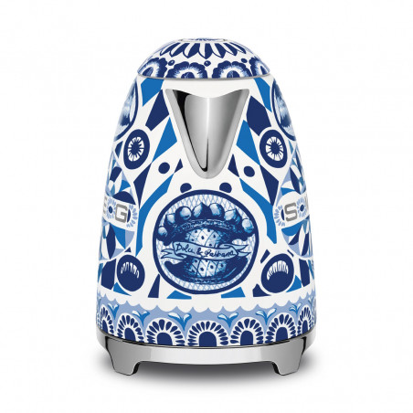 Електрическа кана SMEG Dolce & Gabbana KLF03DGBEU, 2400 W, 1.7 л, 360° основа, Гланцово покритие, Средиземноморско синьо