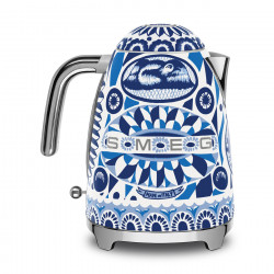 Електрическа кана SMEG Dolce & Gabbana KLF03DGBEU, 2400 W, 1.7 л, 360° основа, Гланцово покритие, Средиземноморско синьо