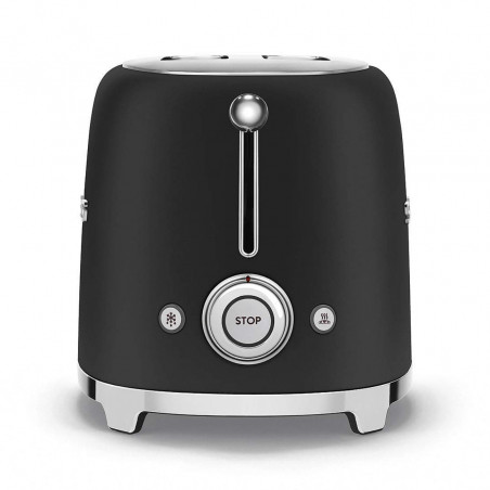 Тостер за хляб SMEG 50's Style TSF01BLMEU, 950W, 2 филии, 6 нива, Тавичка за трохи, Вграден кабел, Неръждаема стомана, Черен мат
