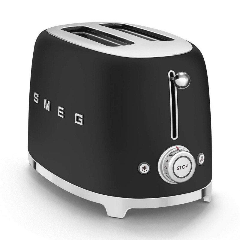Тостер за хляб SMEG 50's Style TSF01BLMEU, 950W, 2 филии, 6 нива, Тавичка за трохи, Вграден кабел, Неръждаема стомана, Черен мат
