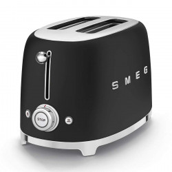 Тостер за хляб SMEG 50's Style TSF01BLMEU, 950W, 2 филии, 6 нива, Тавичка за трохи, Вграден кабел, Неръждаема стомана, Черен мат