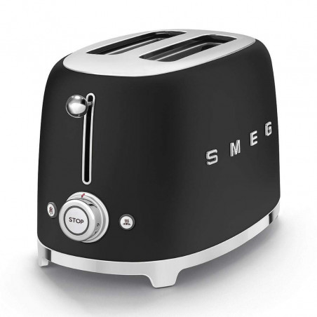 Тостер за хляб SMEG 50's Style TSF01BLMEU, 950W, 2 филии, 6 нива, Тавичка за трохи, Вграден кабел, Неръждаема стомана, Черен мат