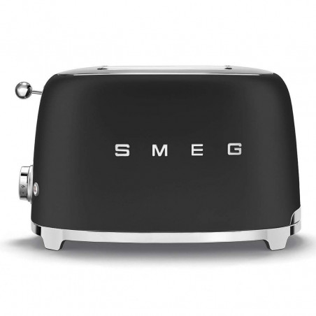 Тостер за хляб SMEG 50's Style TSF01BLMEU, 950W, 2 филии, 6 нива, Тавичка за трохи, Вграден кабел, Неръждаема стомана, Черен мат