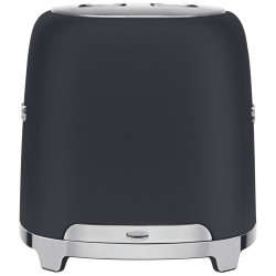 Тостер за хляб SMEG 50's Style TSF01BLMEU, 950W, 2 филии, 6 нива, Тавичка за трохи, Вграден кабел, Неръждаема стомана, Черен мат