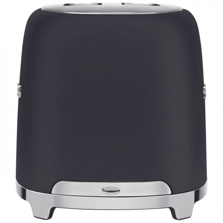 Тостер за хляб SMEG 50's Style TSF01BLMEU, 950W, 2 филии, 6 нива, Тавичка за трохи, Вграден кабел, Неръждаема стомана, Черен мат