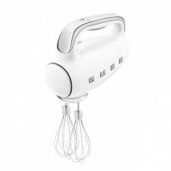 Ръчен миксер SMEG 50's Style HMF01WHEU, 250W, 9 скорости, Турбо, Скрит LED дисплей, Таймер, Аксесоари, Бял