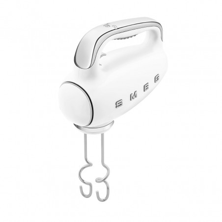 Ръчен миксер SMEG 50's Style HMF01WHEU, 250W, 9 скорости, Турбо, Скрит LED дисплей, Таймер, Аксесоари, Бял
