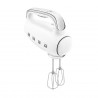 Ръчен миксер SMEG 50's Style HMF01WHEU, 250W, 9 скорости, Турбо, Скрит LED дисплей, Таймер, Аксесоари, Бял