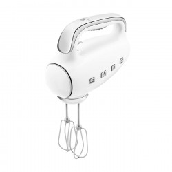 Ръчен миксер SMEG 50's Style HMF01WHEU, 250W, 9 скорости, Турбо, Скрит LED дисплей, Таймер, Аксесоари, Бял