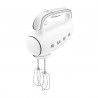 Ръчен миксер SMEG 50's Style HMF01WHEU, 250W, 9 скорости, Турбо, Скрит LED дисплей, Таймер, Аксесоари, Бял