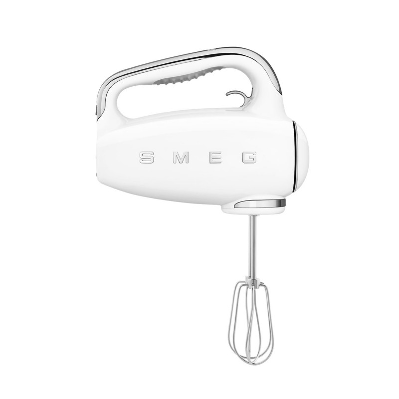 Ръчен миксер SMEG 50's Style HMF01WHEU, 250W, 9 скорости, Турбо, Скрит LED дисплей, Таймер, Аксесоари, Бял