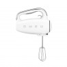 Ръчен миксер SMEG 50's Style HMF01WHEU, 250W, 9 скорости, Турбо, Скрит LED дисплей, Таймер, Аксесоари, Бял