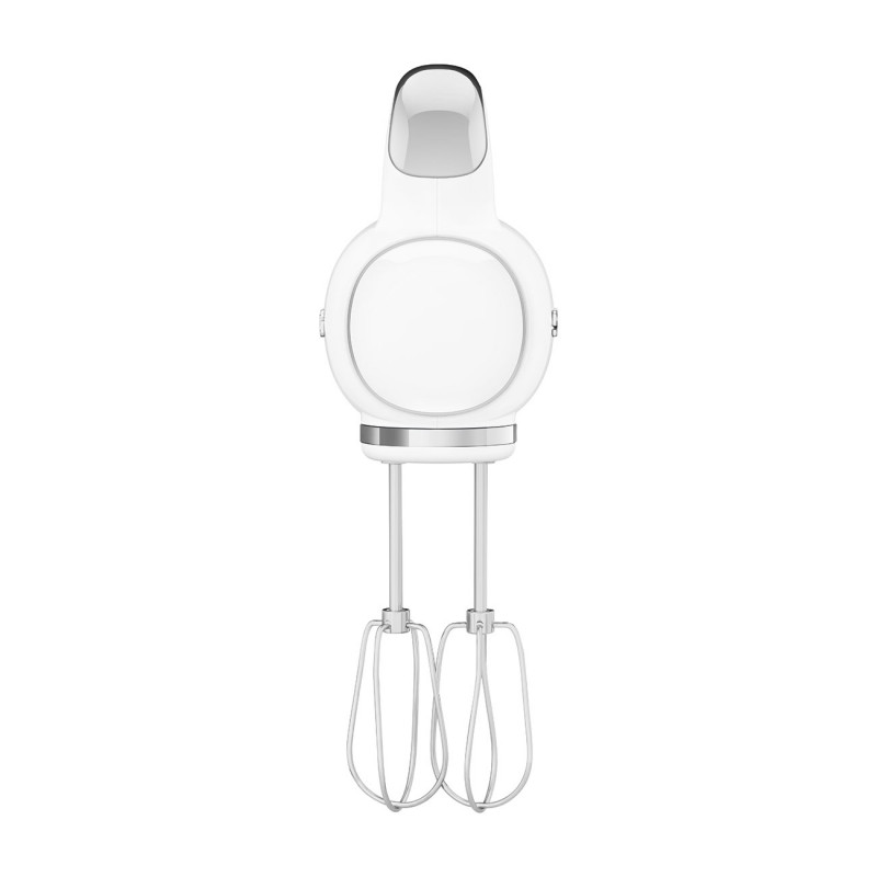 Ръчен миксер SMEG 50's Style HMF01WHEU, 250W, 9 скорости, Турбо, Скрит LED дисплей, Таймер, Аксесоари, Бял