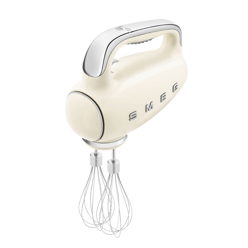 Ръчен миксер SMEG 50's Style HMF01CREU, 250W, 9 скорости, Турбо, Скрит LED дисплей, Таймер, Аксесоари, Кремав