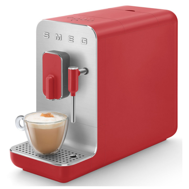 Еспресо машина SMEG Collezione BCC02RDMEU, 1350 W, 19 bar, 1.4 л, 8 функции, Вградена мелачка, Дюза за пара, Червен