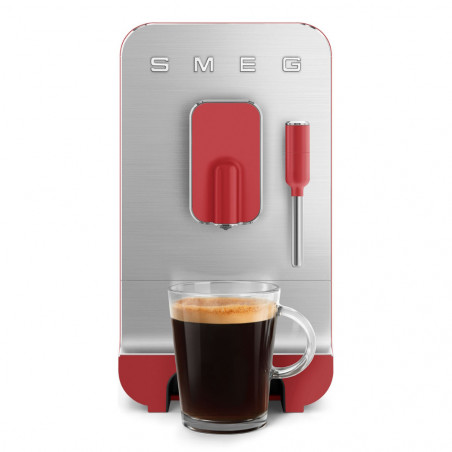 Еспресо машина SMEG Collezione BCC02RDMEU, 1350 W, 19 bar, 1.4 л, 8 функции, Вградена мелачка, Дюза за пара, Червен