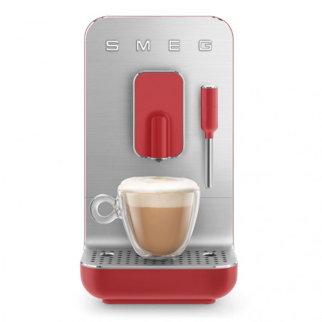 Еспресо машина SMEG Collezione BCC02RDMEU, 1350 W, 19 bar, 1.4 л, 8 функции, Вградена мелачка, Дюза за пара, Червен
