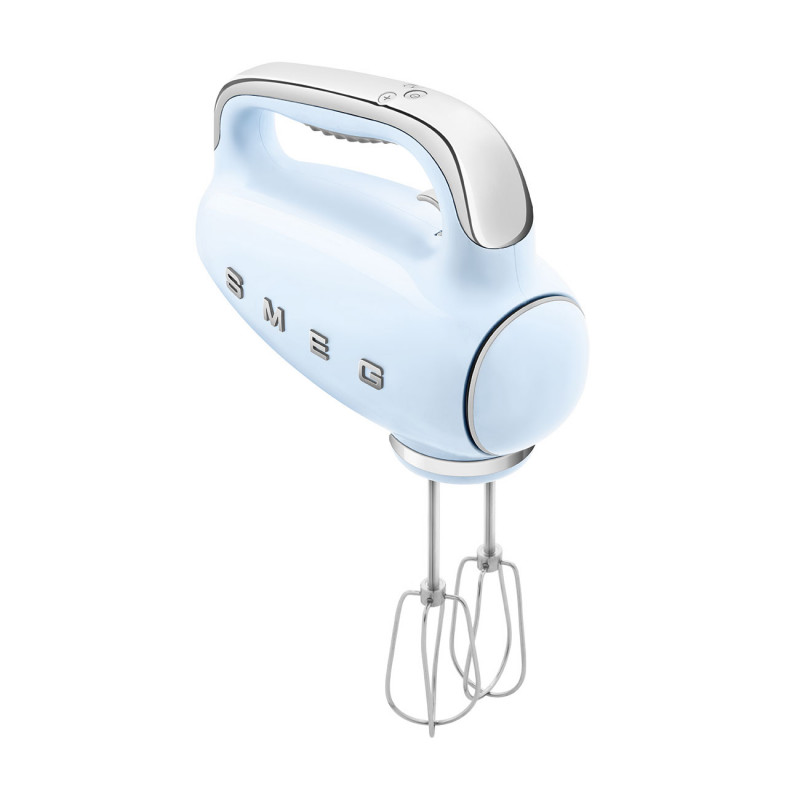 Ръчен миксер SMEG 50's Style HMF01PBEU, 250W, 9 скорости, Турбо, Скрит LED дисплей, Таймер, Аксесоари, Син