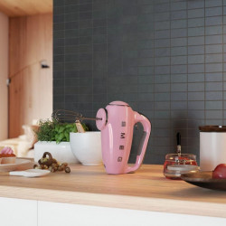 Ръчен миксер SMEG 50's Style HMF01PKEU, 250W, 9 скорости, Турбо, Скрит LED дисплей, Таймер, Аксесоари, Розов
