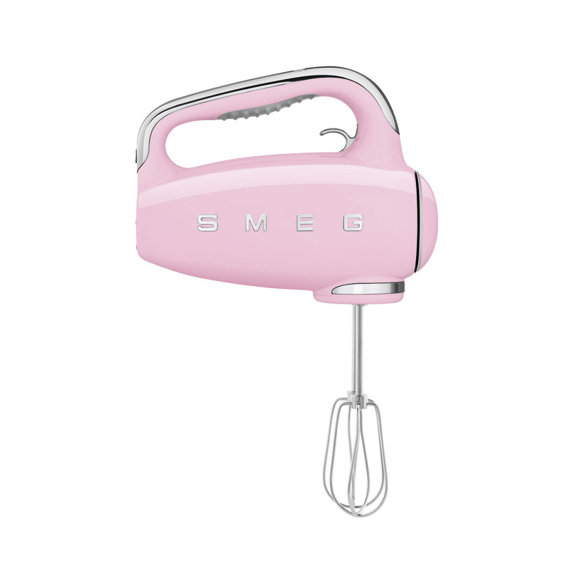 Ръчен миксер SMEG 50's Style HMF01PKEU, 250W, 9 скорости, Турбо, Скрит LED дисплей, Таймер, Аксесоари, Розов
